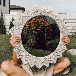 Boho Macrame Decorative Wall Mirror – Handmade & Stylish Accent