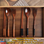 Load image into Gallery viewer, Handmade Japanese Natural Wood Chopstick, Spoon &amp; Fork Set – Eco-Friendly &amp; Reusable
