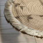 Load image into Gallery viewer, Handwoven Jute &amp; Rattan Round Rug with Tassels – Eco-Friendly &amp; Stylish
