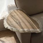 Load image into Gallery viewer, Handwoven Jute &amp; Rattan Round Rug with Tassels – Eco-Friendly &amp; Stylish
