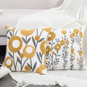 Boho Floral Tufted Throw Pillow Cover – Cozy & Decorative Accent