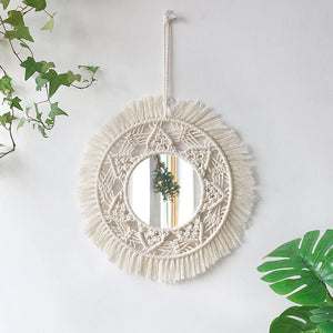 Boho Macrame Decorative Wall Mirror – Handmade & Stylish Accent