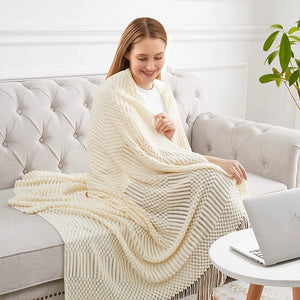 White Boho Throw Blanket – Soft, Cozy & Stylish Home Accent