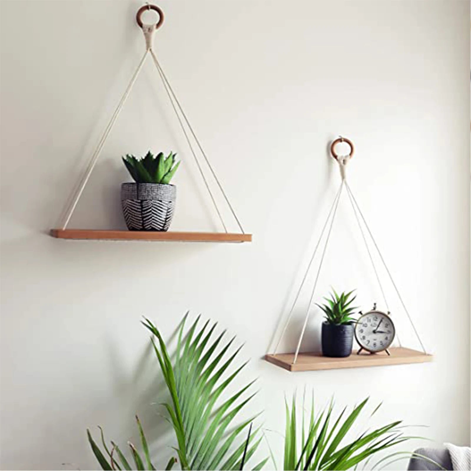 Wall-Mounted Hanging Shelves – Minimalist & Space-Saving Design