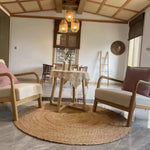 Load image into Gallery viewer, Handwoven Straw Round Rug – Eco-Friendly &amp; Natural Home Decor
