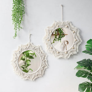 Boho Macrame Decorative Wall Mirror – Handmade & Stylish Accent