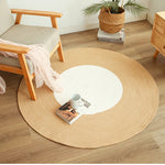 Load image into Gallery viewer, Handwoven Jute &amp; Rattan Round Rug with Tassels – Eco-Friendly &amp; Stylish
