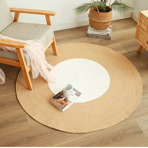 Handwoven Jute & Rattan Round Rug with Tassels – Eco-Friendly & Stylish