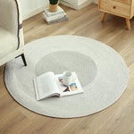 Load image into Gallery viewer, Handwoven Jute &amp; Rattan Round Rug with Tassels – Eco-Friendly &amp; Stylish
