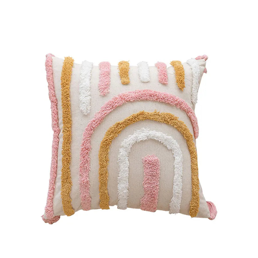 Pink Cotton Tufted Pillow Cover – Soft, Stylish & Cozy Home Accent