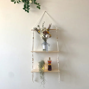 Boho Macrame Tapestry Wall Hanging Shelf – Handwoven & Stylish Decor