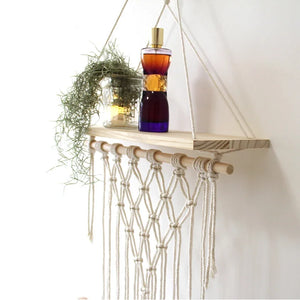 Boho Macrame Tapestry Wall Hanging Shelf – Handwoven & Stylish Decor