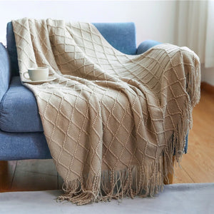 Khaki Knitted Blanket – Cozy, Stylish & Timeless