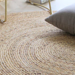 Load image into Gallery viewer, Handwoven Straw Round Rug – Eco-Friendly &amp; Natural Home Decor
