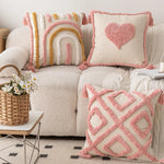 Load image into Gallery viewer, Pink Cotton Tufted Pillow Cover – Soft, Stylish &amp; Cozy Home Accent
