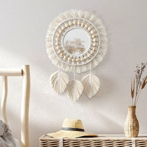 Boho Macrame Decorative Wall Mirror – Handmade & Stylish Accent