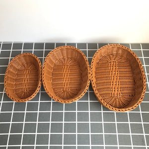 Oval Curved Rattan Wicker Serving Baskets – Handwoven & Eco-Friendly