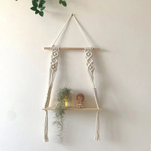 Boho Macrame Tapestry Wall Hanging Shelf – Handwoven & Stylish Decor