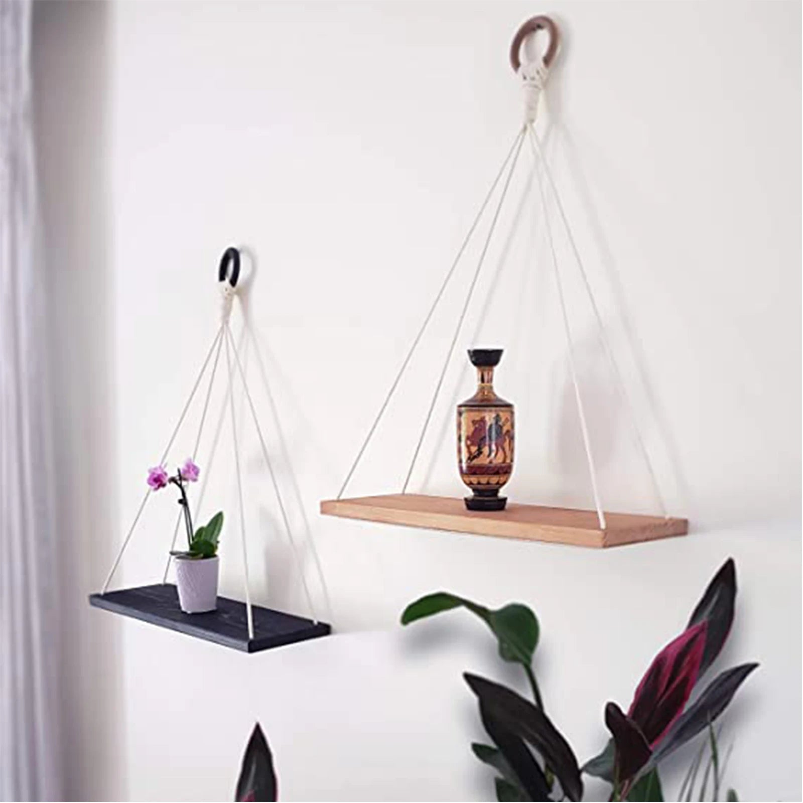 Wall-Mounted Hanging Shelves – Minimalist & Space-Saving Design