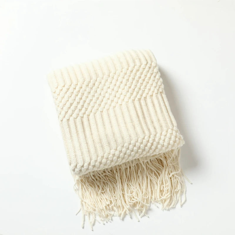 White Boho Throw Blanket – Soft, Cozy & Stylish Home Accent