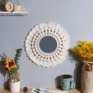 Boho Macrame Decorative Wall Mirror – Handmade & Stylish Accent